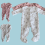 2Pc Monkey Suit - white floral/pink