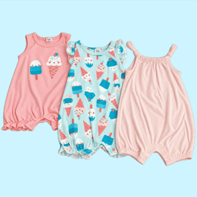 Tedmimak 3pc romper set- pink